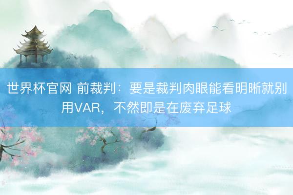 世界杯官网 前裁判：要是裁判肉眼能看明晰就别用VAR，不然即是在废弃足球